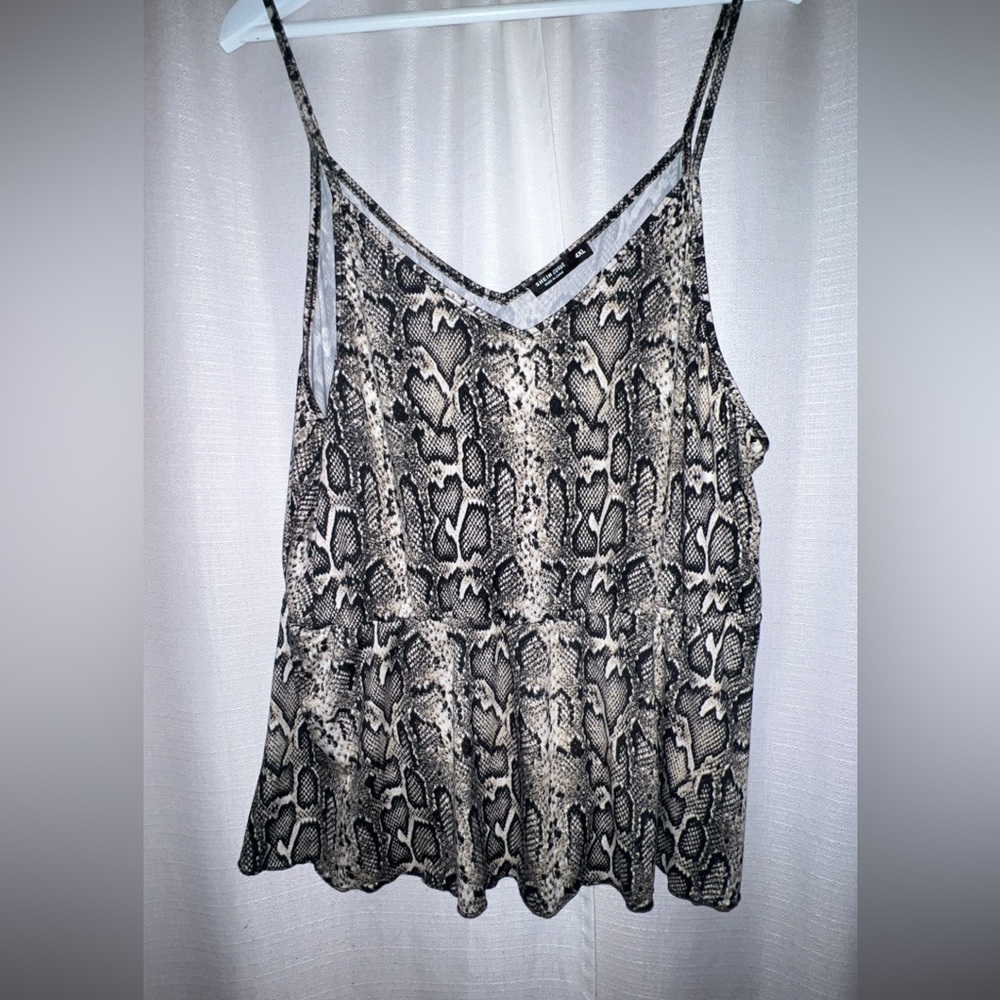 SHEIN Black and Cream Snake Print Camisole